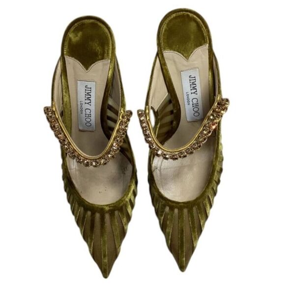 Jimmy Choo Bing Crystal-Embellished Pointed Toe Mule Pump | Citrine, EU 36.5 - Picture 1 of 16